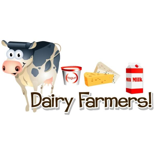 Dairy farmers with products