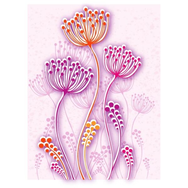 Dandelion flower and leaves with abstract geometric shapes
