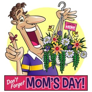 Do not forget moms day with flowers pot and cartoon