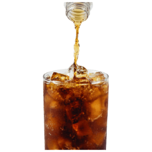 Drink cola with ice in glass isolated on white background