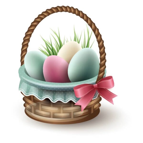 Easter bunny egg with grass in the basket