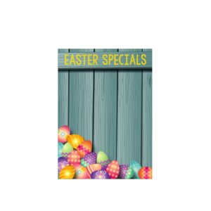 Easter special on blue rustic wood grain canvas wall