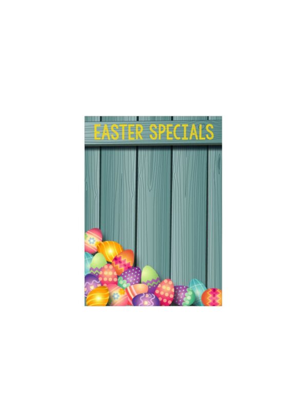 Easter special on blue rustic wood grain canvas wall