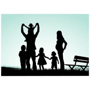 Family silhouettes in nature