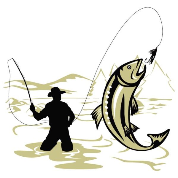 Fisherman catching a bait largemouth bass