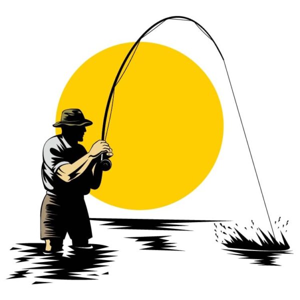 Fisherman catching fish