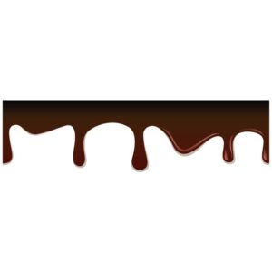 Flowing chocolate drops and liquid chocolate creamy syrup melted drip wave