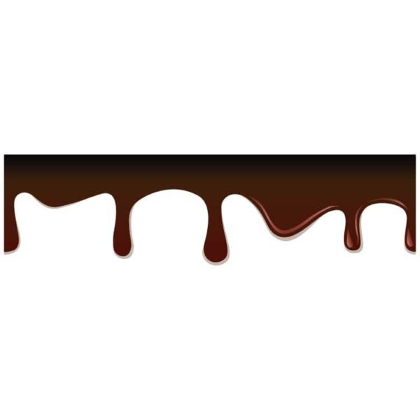 Flowing chocolate drops and liquid chocolate creamy syrup melted drip wave