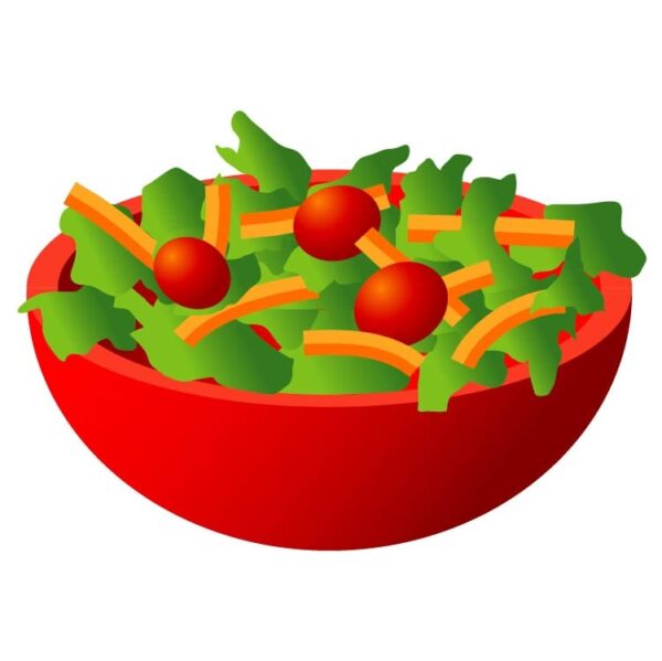 Fresh vegetable salad in red ceramic bowl