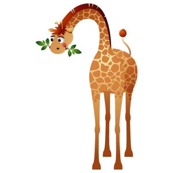 Giraffe eating leaves animal cartoon character