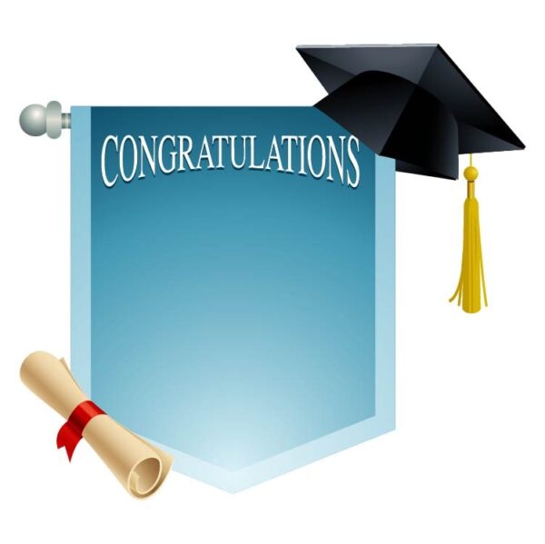Graduate congratulations with cap and diploma