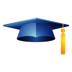 Graduation blue cap isolated on white background