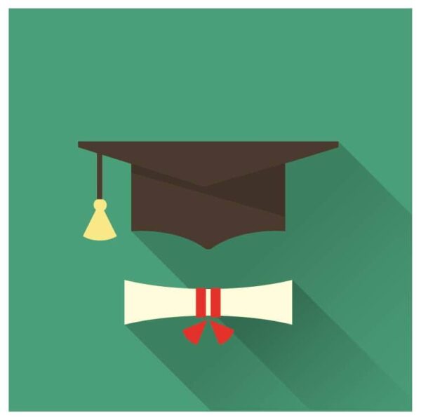 Graduation icon with graduation cap and certificate