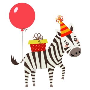 Happy Birthday card with fun cute zebra