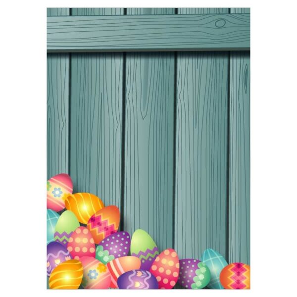 Happy easter eggs on blue rustic wood grain canvas wall
