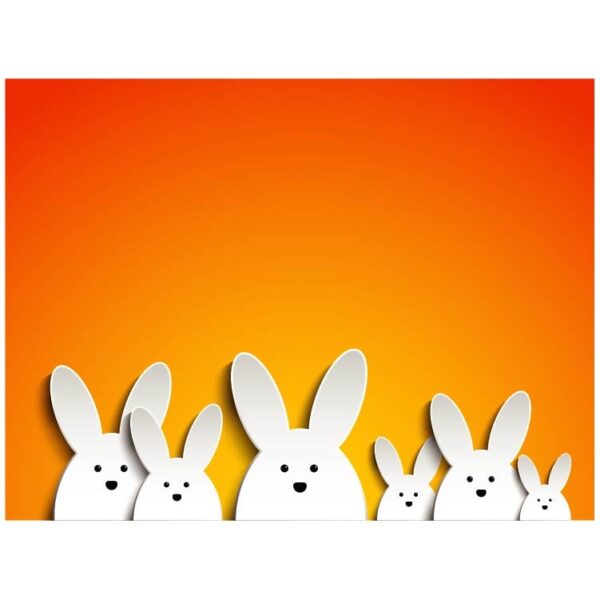 Happy easter rabbit bunny on orange background vector illustration