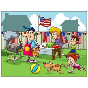 Happy family picnic in united states of america