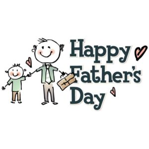 Happy fathers day with father and child cartoon illustration