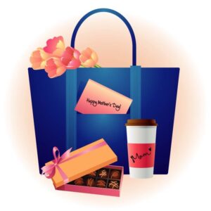 Happy mothers day sell shopping bags with gift box illustration