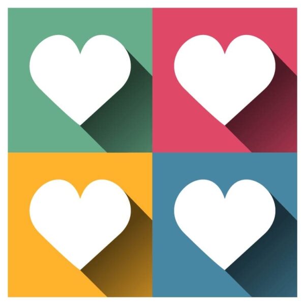 Heart Medical icon isolated on different colors background
