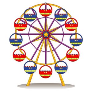 Illustration of a ferris wheel on a white background