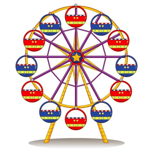 Illustration of a ferris wheel on a white background