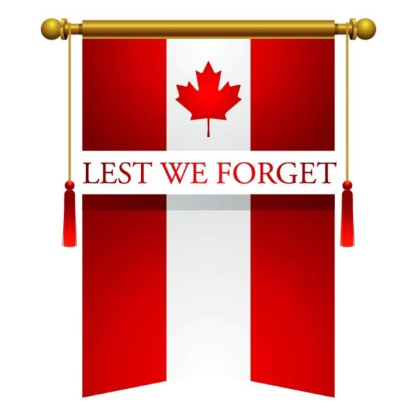 Lest we forget with canada flag