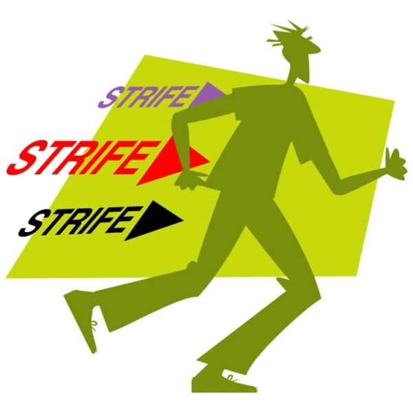 Man running in strife