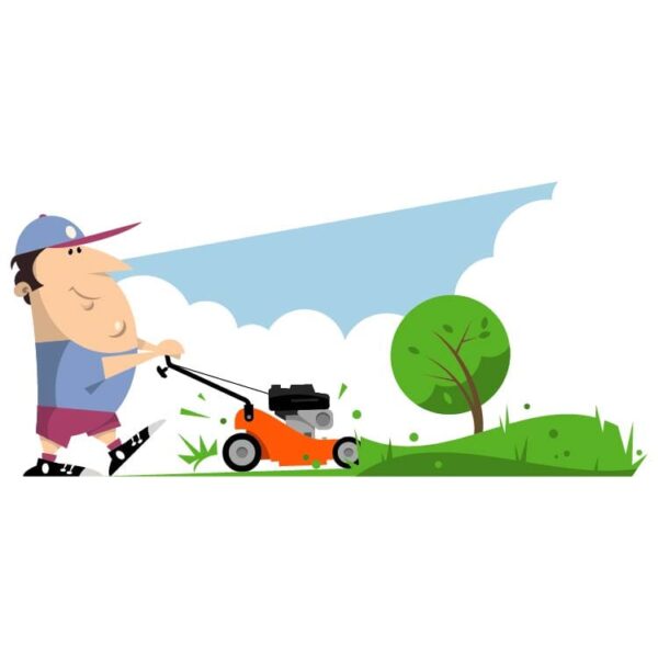 Man with a lawn mower