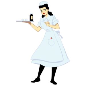 Medicine in hand of Retro nurse