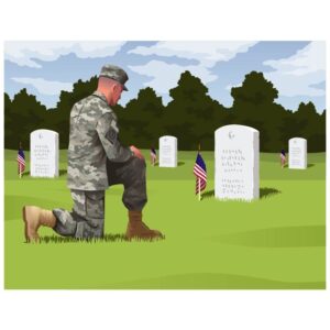 Memorial day USA army upset man on grave of friend