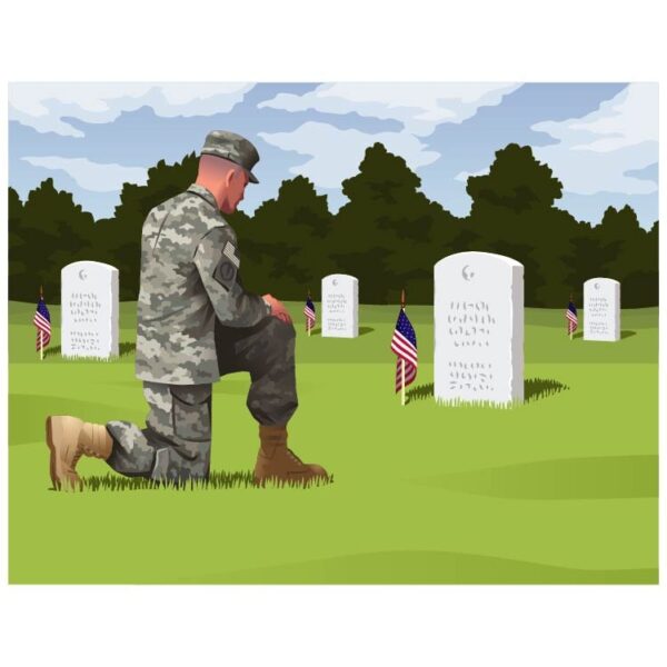 Memorial day USA army upset man on grave of friend