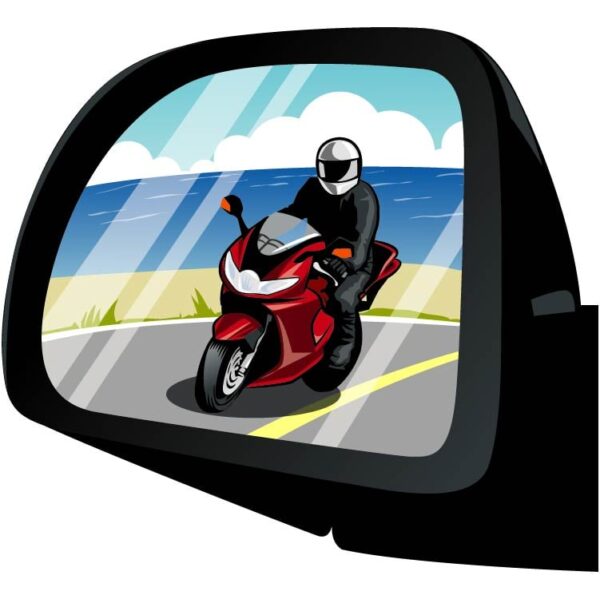 Motorcycle in Rear View Mirror