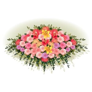 Multicoloured flower funeral wreath