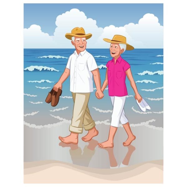 Old couple enjoying at the beach