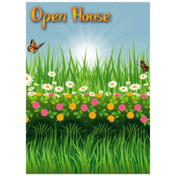Open house summer meadow with grasses and Flowers with bees vector illustration