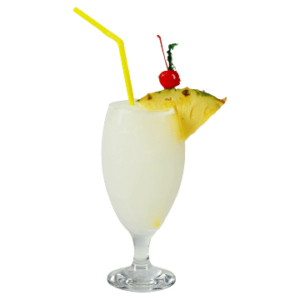 Pina colada with pineapple and cherry on top