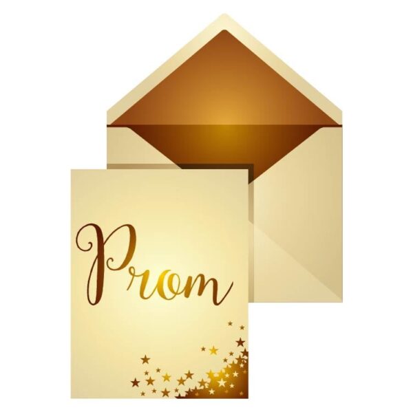 Prom card with envelope in golden color