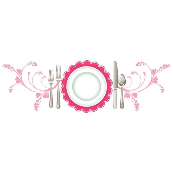 Served dinner plate with cutlery spoon fork and knife