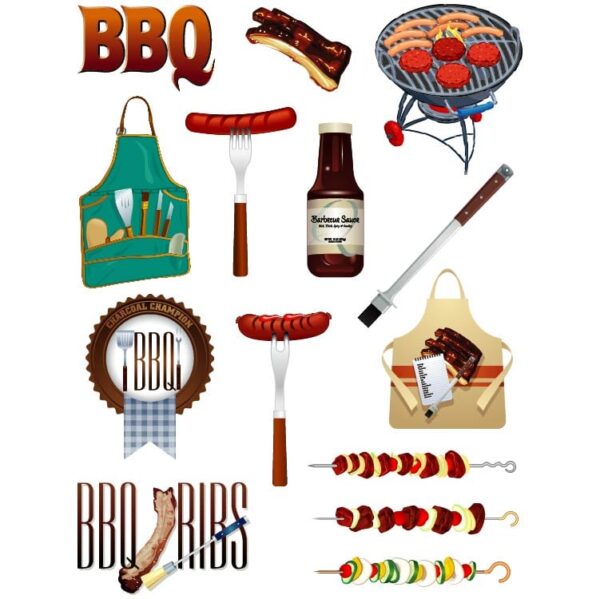 Set of barbeque elements and products