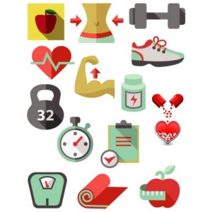 Set of fitness rounded icons collection