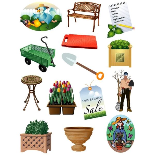 Set of gardening items