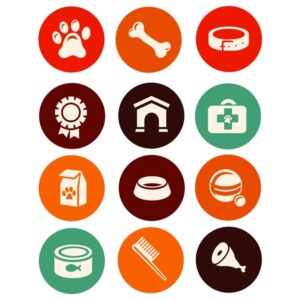 Set of pet supplies icons