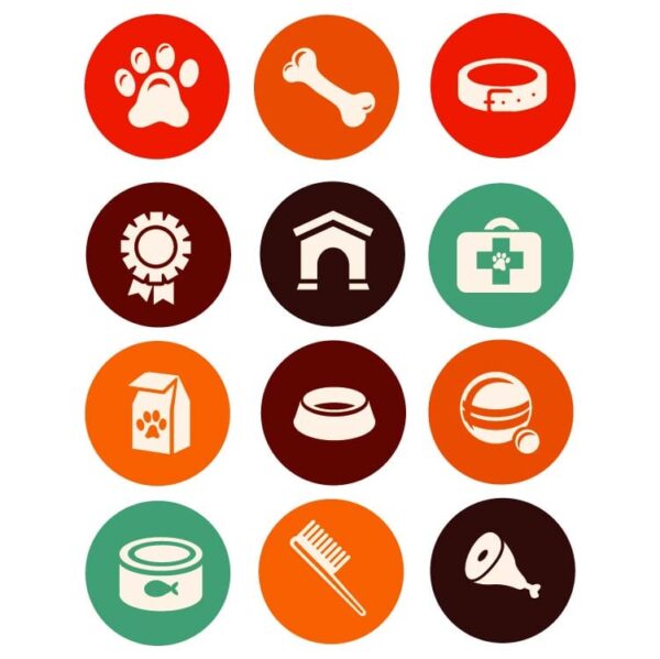 Set of pet supplies icons