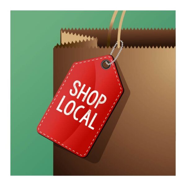 Shop Local shopping bag vector illustration