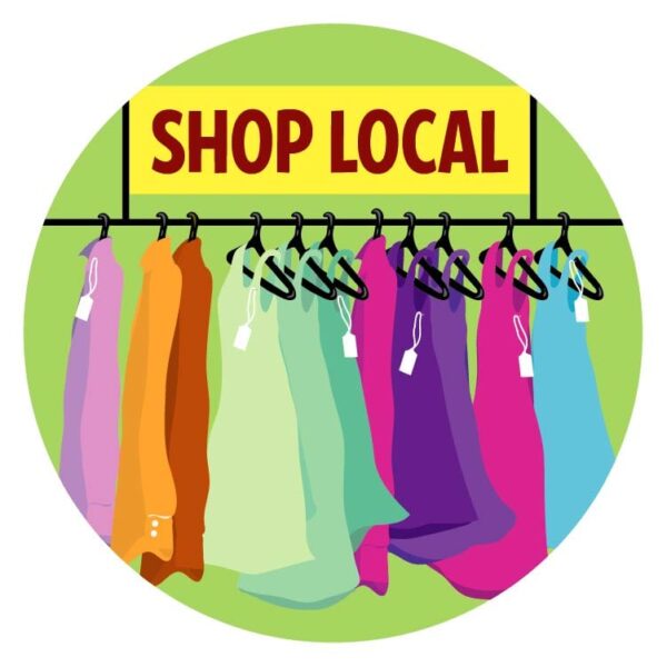 Shop local with female dresses on hanger
