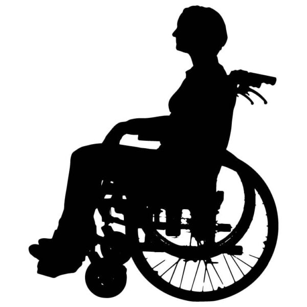 Silhouette of a boy in a wheelchair