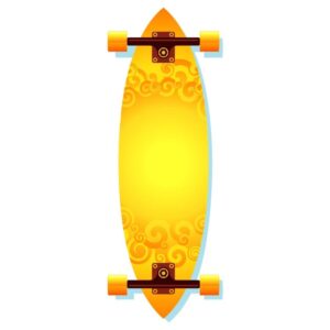 Skateboard in yellow color bottom view