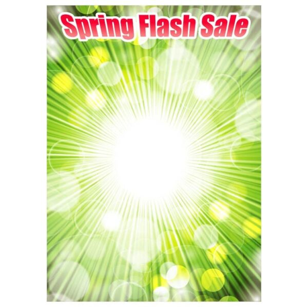 Spring flash sale sun rays on green background