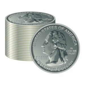 Stacks of american quarter dollar